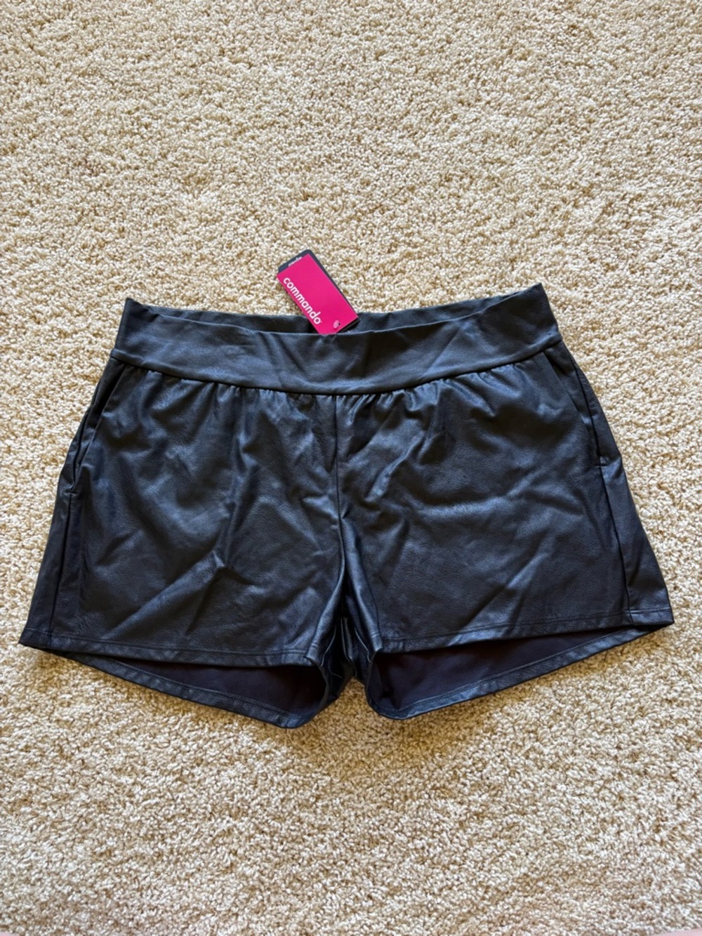 Commando Faux Leather Relaxed Shorts Black Pull On Women XL NWT‎